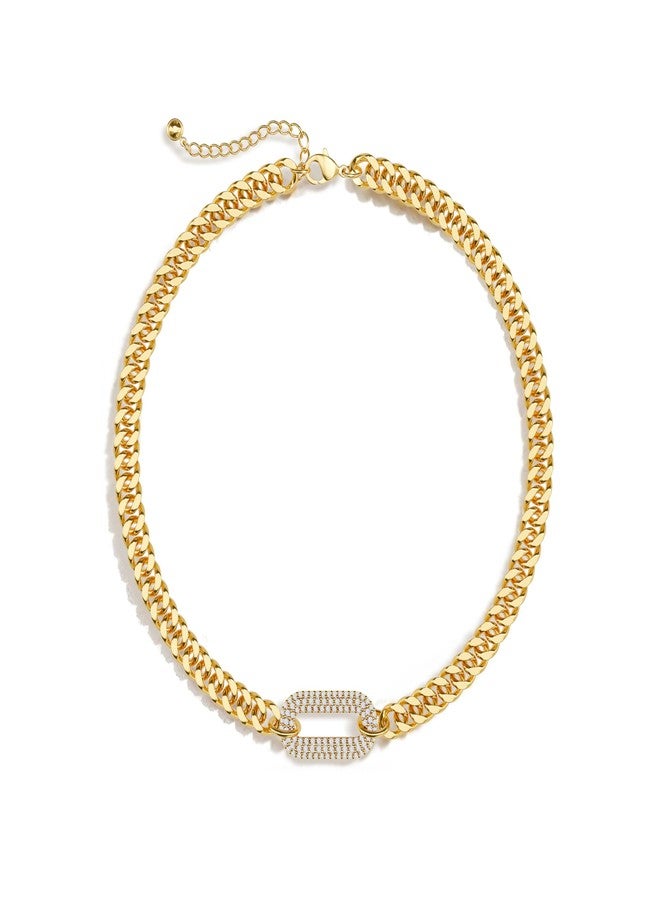 Moodear Gold Necklace for Women Non Tarnish - Chunky Cuban Link Chain Choker Trendy Paved CZ Pendant Dainty Necklaces for Women Jewelry Gifts - Image 1